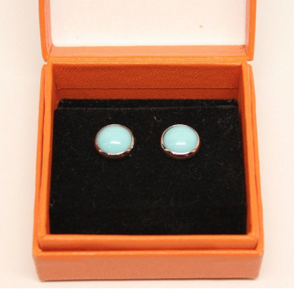 Hermes Turquoise Enamel Eclipse Studd Earrings - image 1